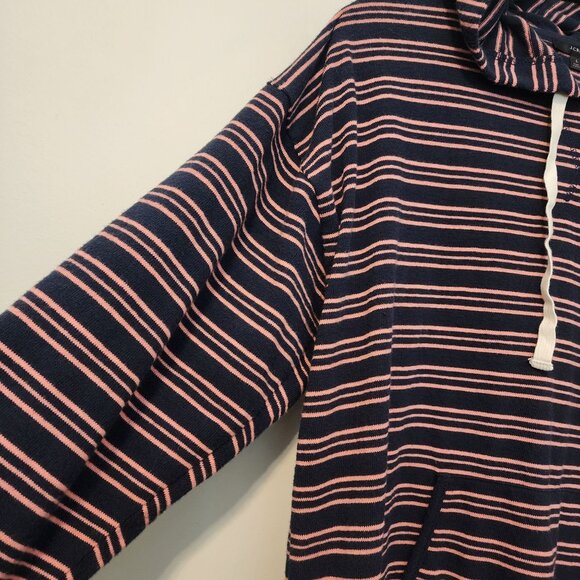 J.Crew sz L women drawstring hoodie stripes front pocket - Picture 2 of 12